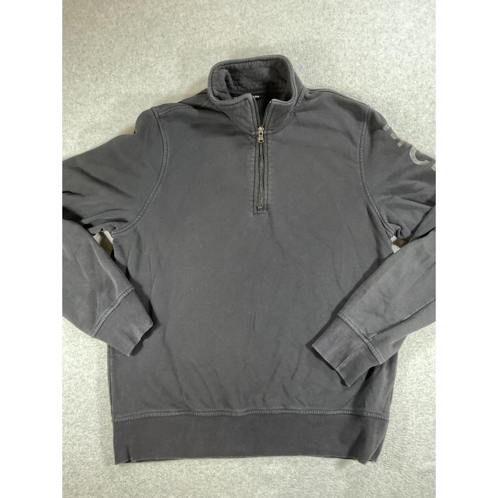 Michael Kors Womens Black Quarter Zip Sleeve Logo Fleece Sweatshirt Large 1715